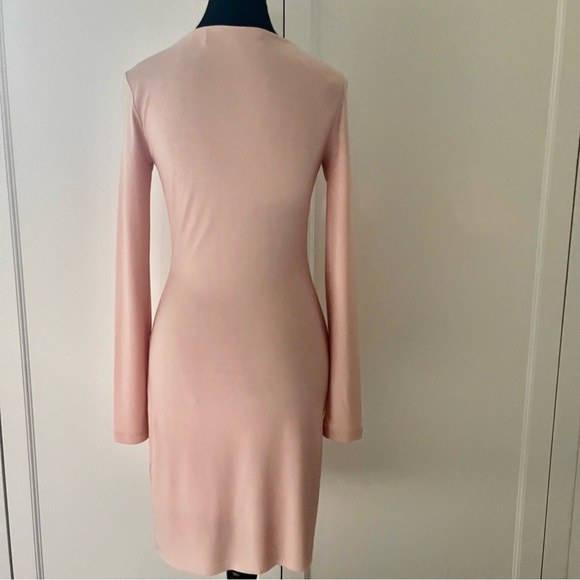 Graham & Spencer Pink Bodycon Ruched Long-sleeved Dress Knee-length Size P / XS - Picture 2 of 7